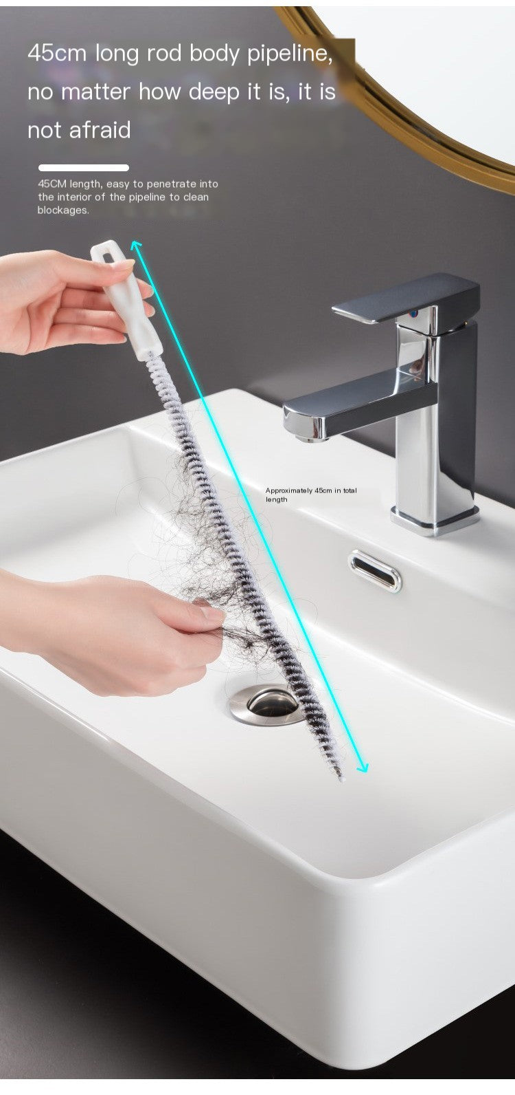 Pipe Drain Hair Cleaner Brush