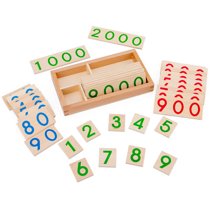 Montessori Wooden Number Cards 1-9999 for Kids